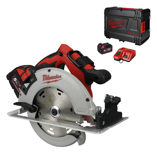 Milwaukee M18BLCS66-502X 18V Brushless Circular Saw with 2 x 5.0Ah Batteries