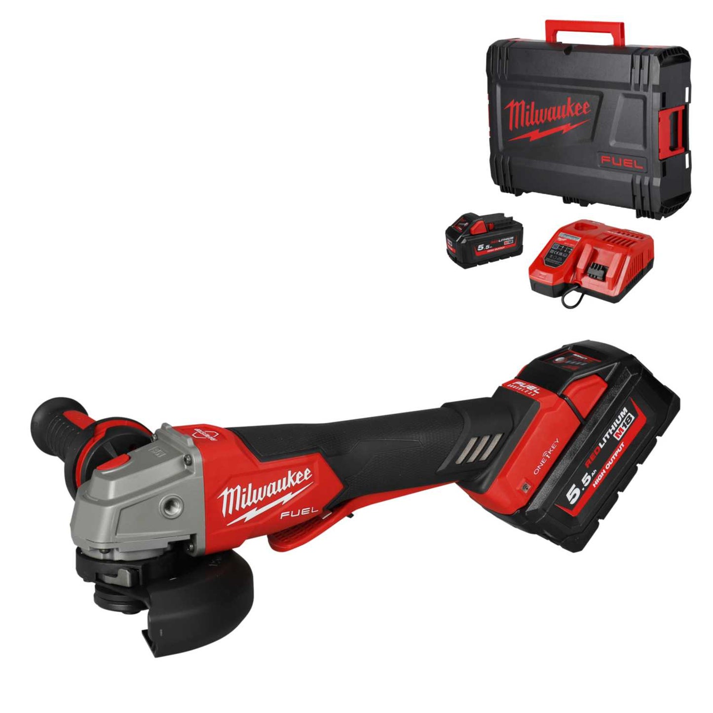 Milwaukee M18ONEFSAG115XPDB-552X 18V 115mm Angle Grinder with Paddle Switch