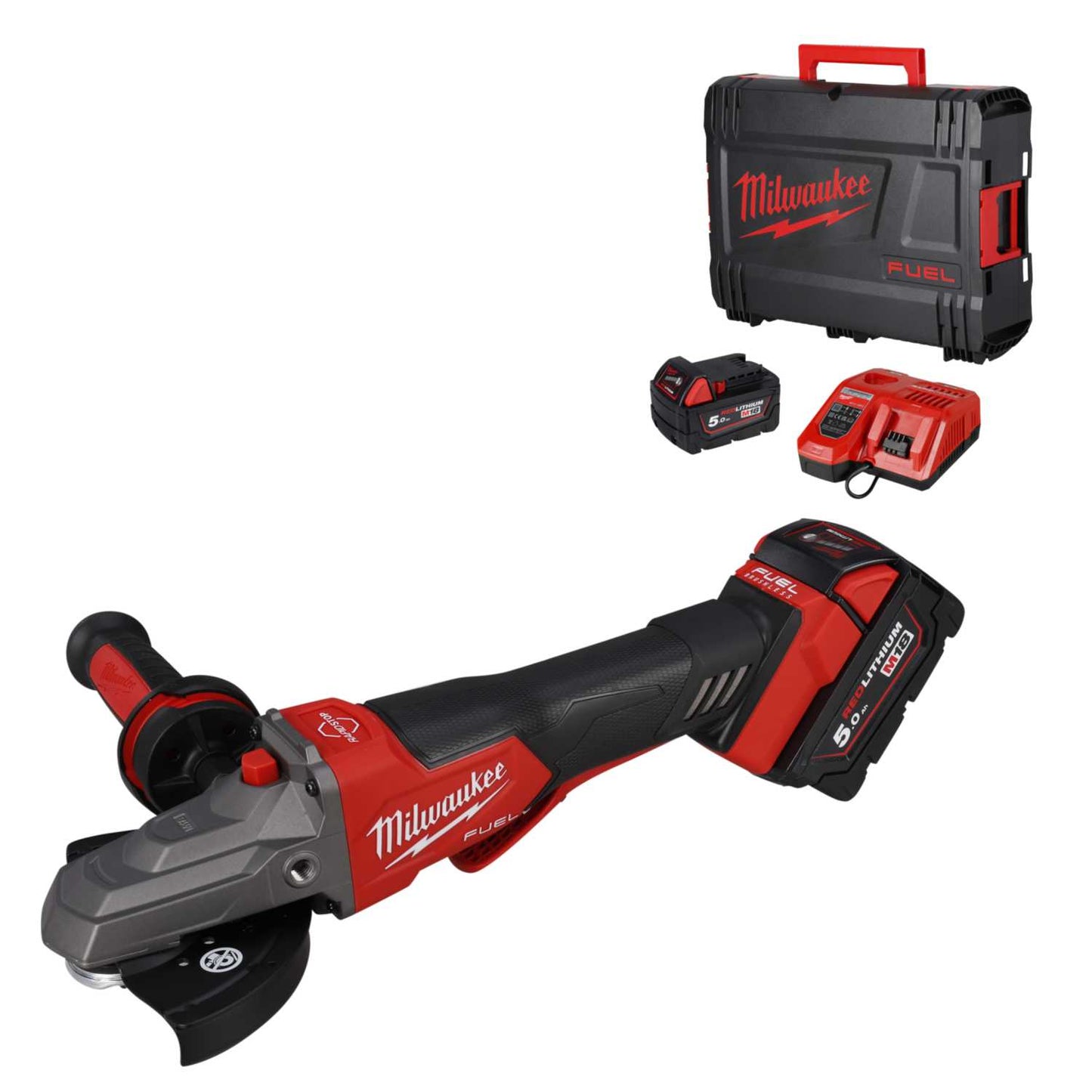 Milwaukee M18FSAGF125XPDB-502X 18V 125mm Flathead Braking Angle Grinder
