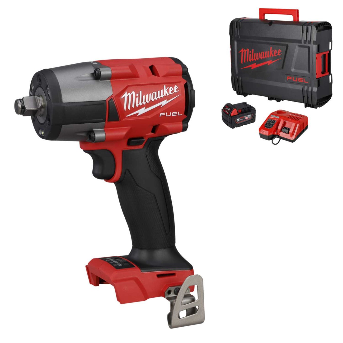 Milwaukee M18FMTIW2F12-501X 18V Fuel™ Mid-Torque Impact Wrench with 1 x 5.0Ah Battery