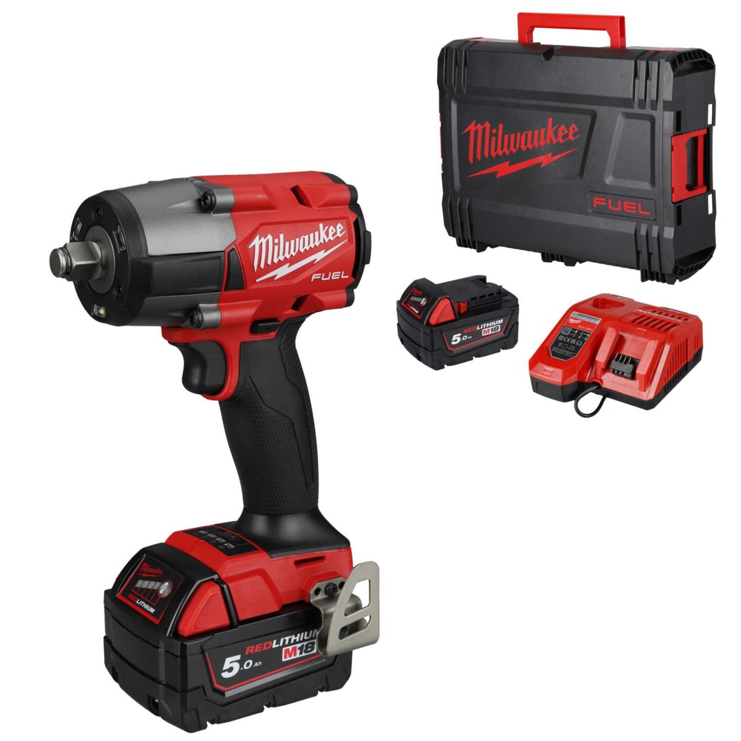 Milwaukee M18FMTIW2F12-502X 18V Fuel™ Mid-Torque Impact Wrench with 2 x 5.0Ah Batteries