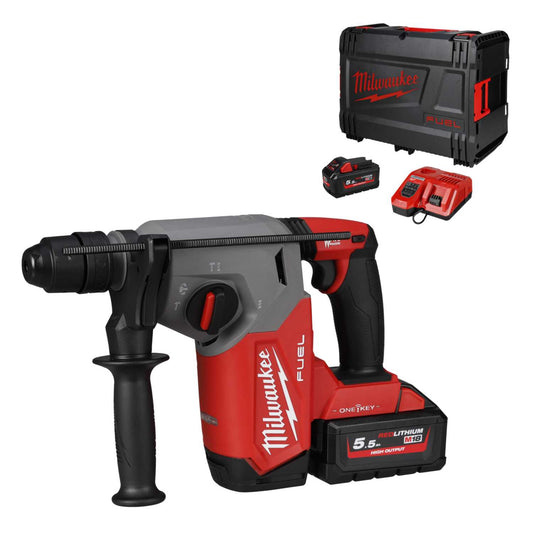 Milwaukee M18ONEFHX-552X 18V Fuel™ 4 Mode SDS Plus Hammer Drill with 2 x 5.5Ah Batteries