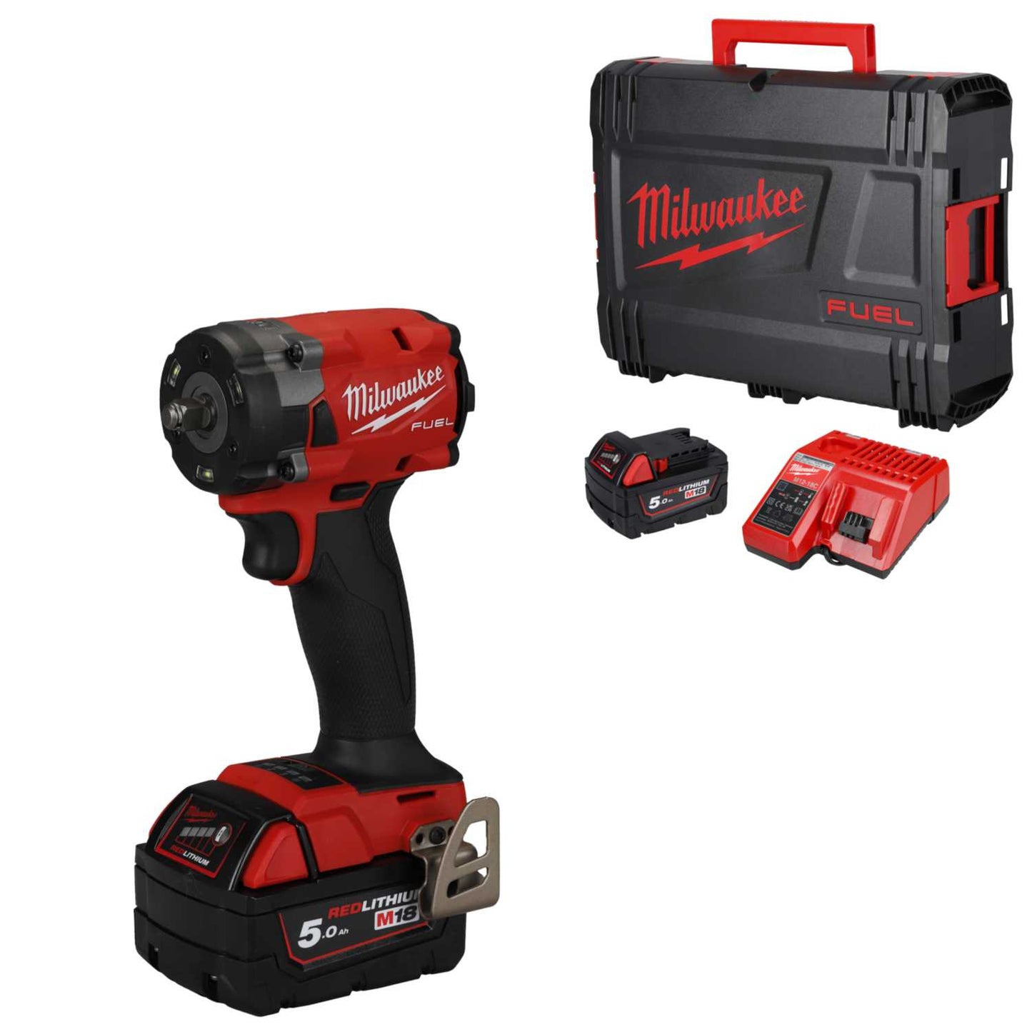 Milwaukee M18FIW2F38-502X 18V Fuel™ ⅜" Impact Wrench with 2 x 5.0Ah Batteries