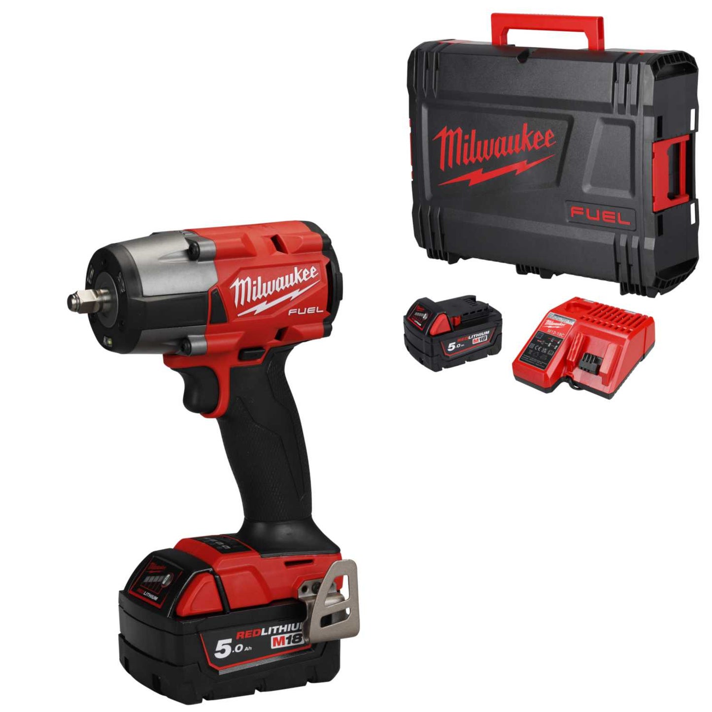 Milwaukee M18FMTIW2F38-502X 18V Fuel™ Mid Torque ⅜" Impact Wrench & 2 x 5.0Ah Batteries