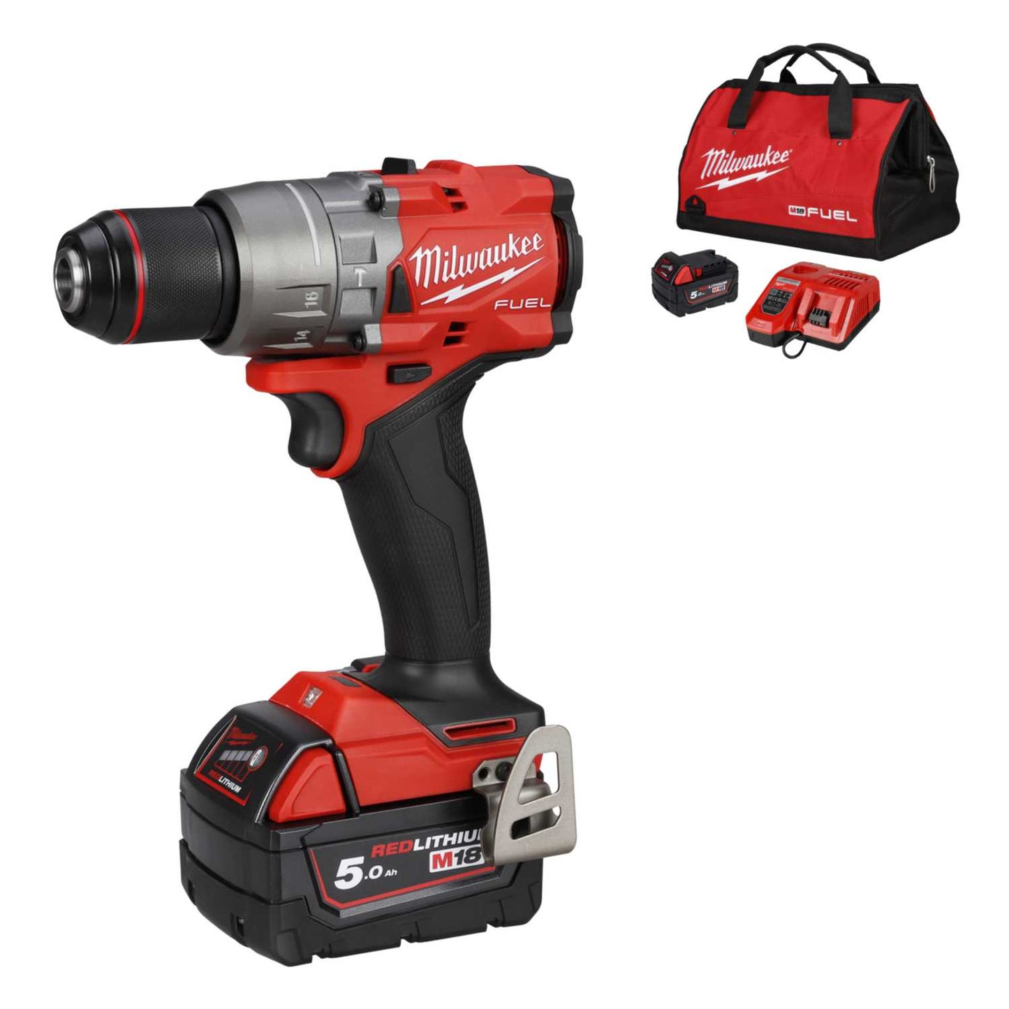 Milwaukee M18FPD3-502B 18V Fuel™ Percussion Drill with 2 x 5.0Ah Batteries