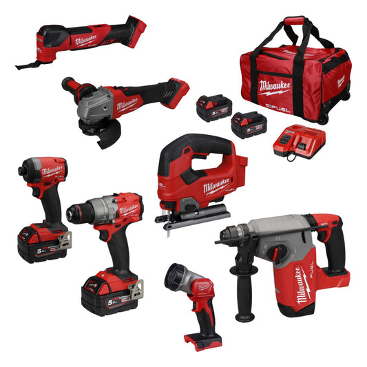 Milwaukee M18FPP7A4-503B 18V Fuel™ 7 Piece Power Pack with with 4 x 5.0Ah Batteries