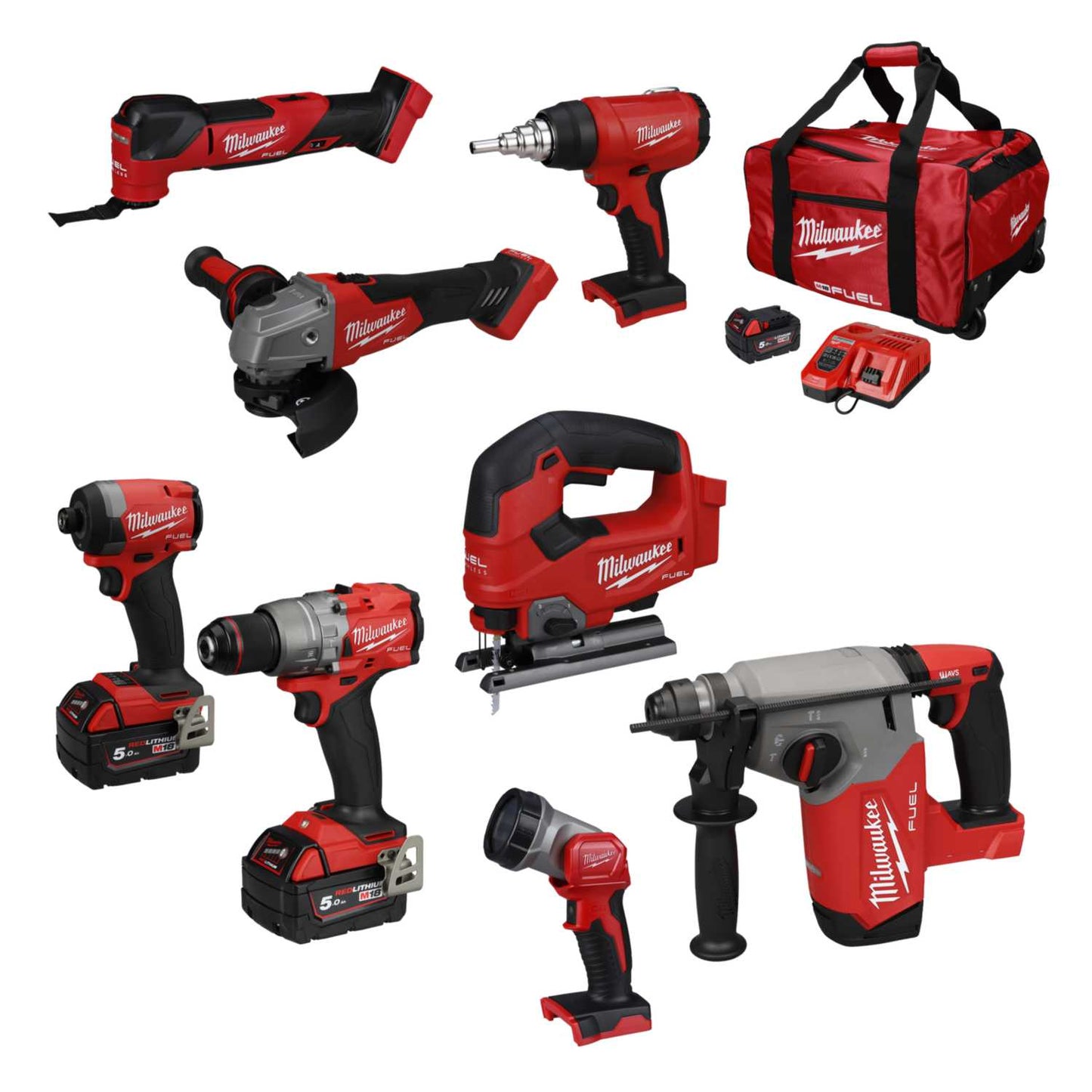 Milwaukee M18FPP7A4-503B 18V Fuel™ 7 Piece Power Pack with M18BHG-0 Heat Gun
