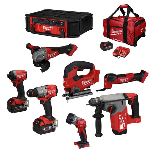 Milwaukee M18FPP7A4-503B 18V Fuel™ 7 Piece Power Pack with M18PRCDAB+0 Radio / Charger