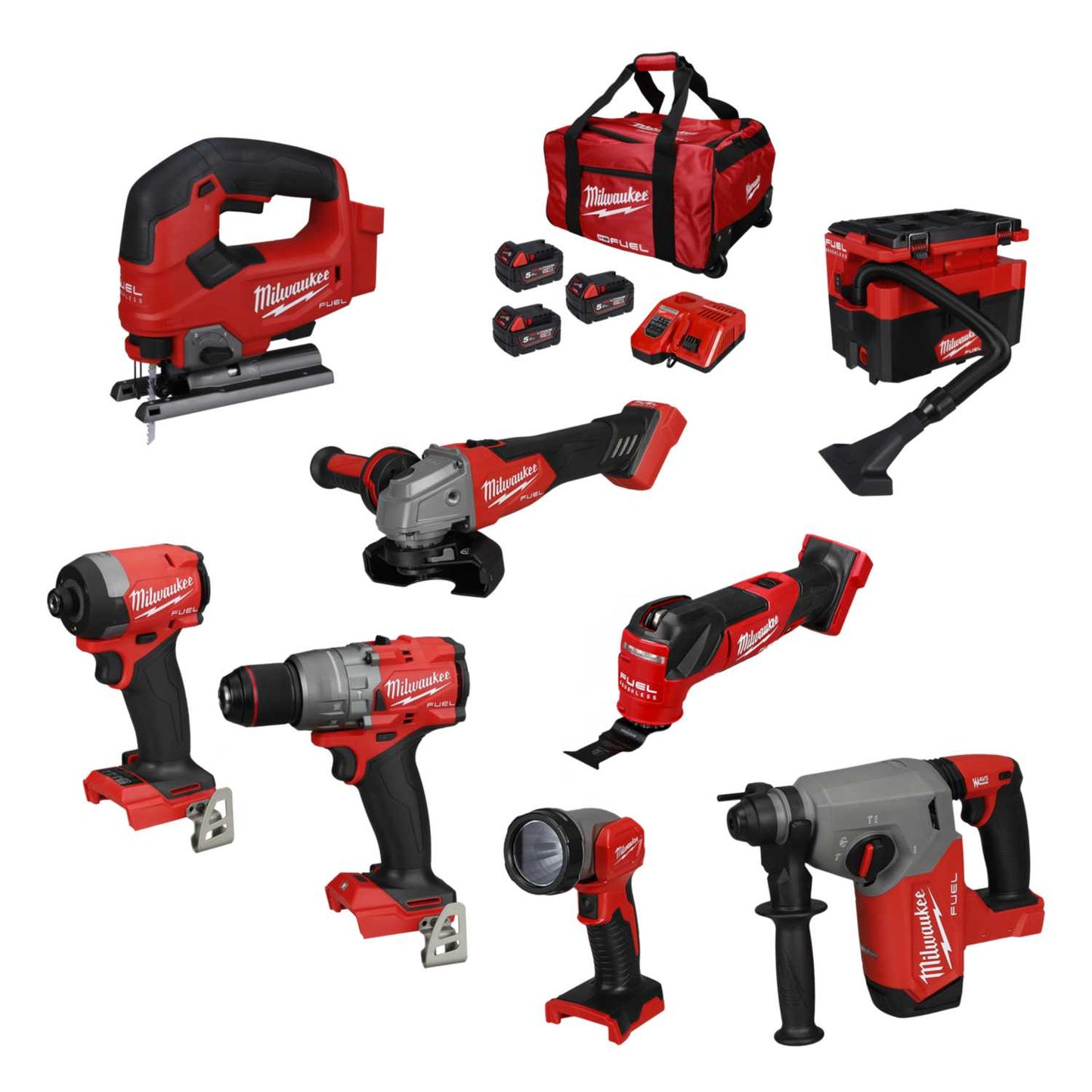 Milwaukee M18FPP7A4-503B 18V Fuel™ 7 Piece Power Pack with M18FPOVCL-0 Wet / Dry Vacuum