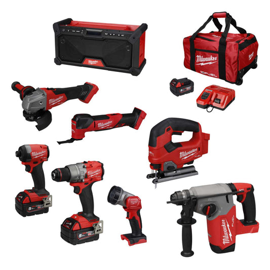 Milwaukee M18FPP7A4-503B 18V Fuel™ 7 Piece Power Pack with M18RADDAB+G2-0 Jobsite Radio