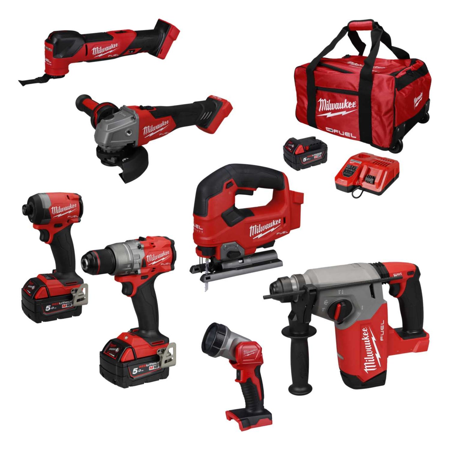 Milwaukee M18FPP7A4-503B 18V Fuel™ 7 Piece Power Pack with 3 x 5.0Ah Batteries