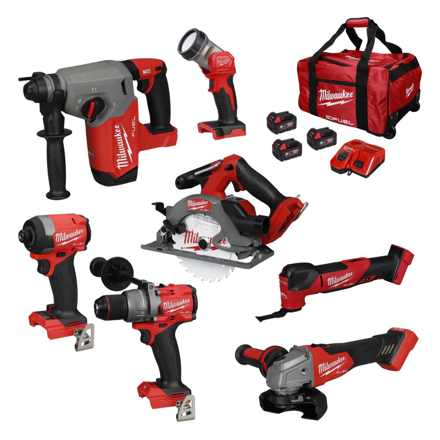 Milwaukee M18FPP7A5-503B 18V Fuel™ 7 Piece Power Pack with 3 x 5.0Ah Batteries