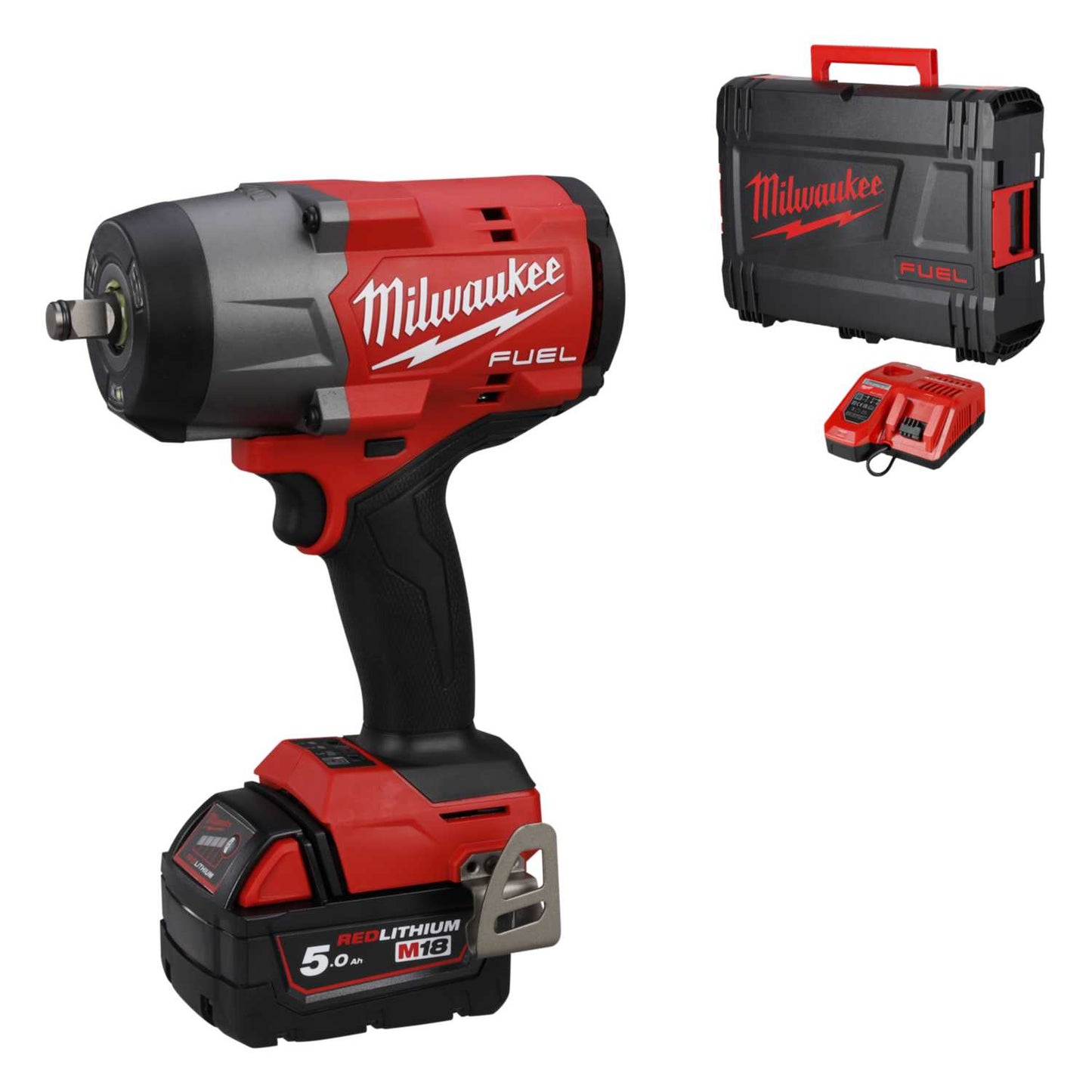Milwaukee M18FHIW2F12-501X 18V Fuel™ ½" High Torque Impact Wrench with 1 x 5.0Ah Battery