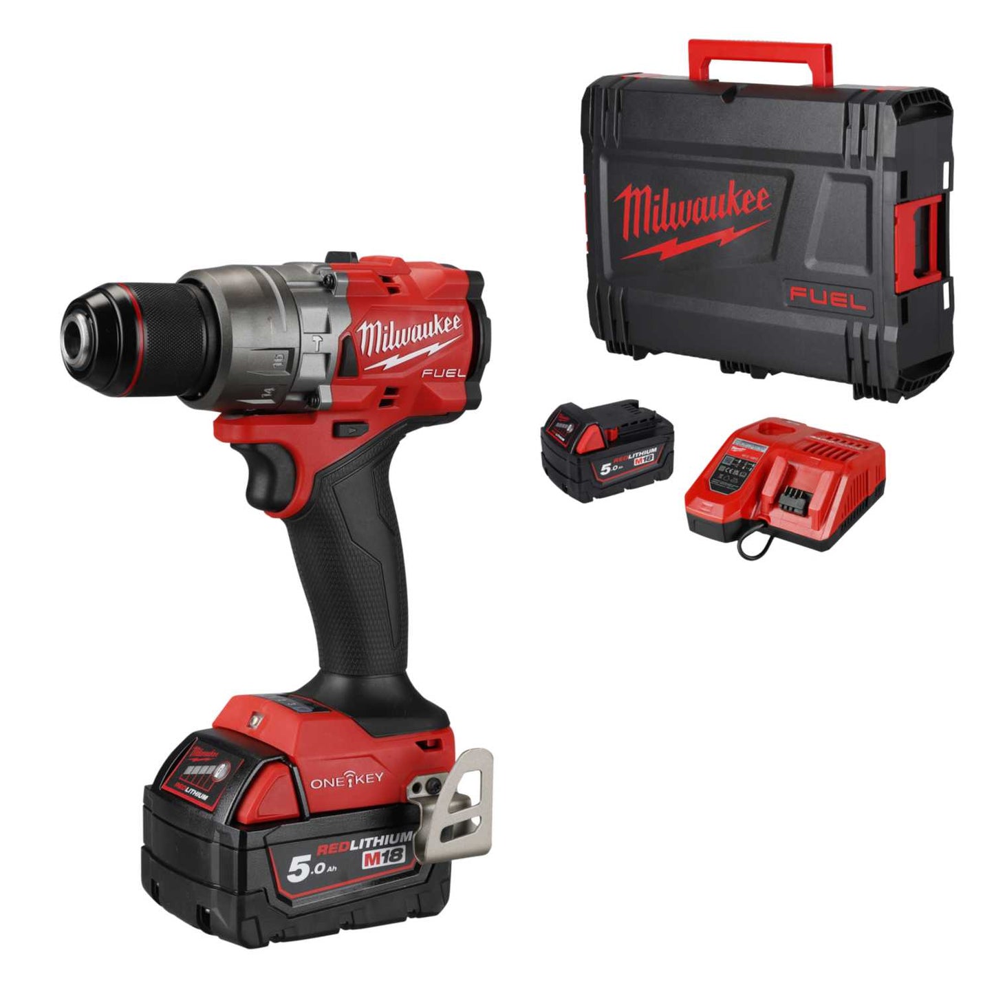 Milwaukee M18ONEPD3-502X 18V Fuel™ Percussion Drill with 2 x 5.0Ah Batteries