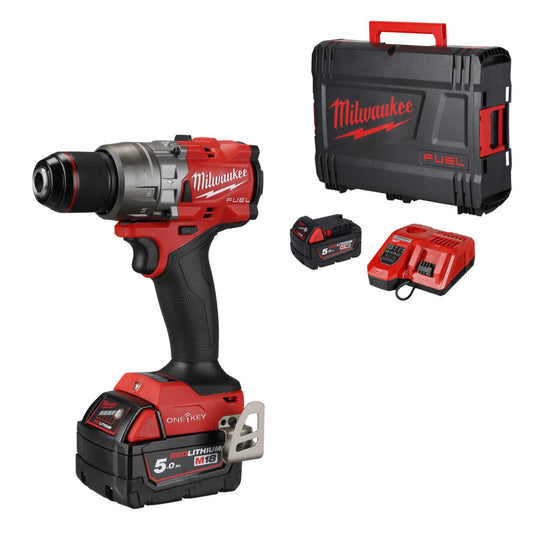 Milwaukee M18ONEPD3-502X 18V Fuel™ Percussion Drill with 2 x 5.0Ah Batteries