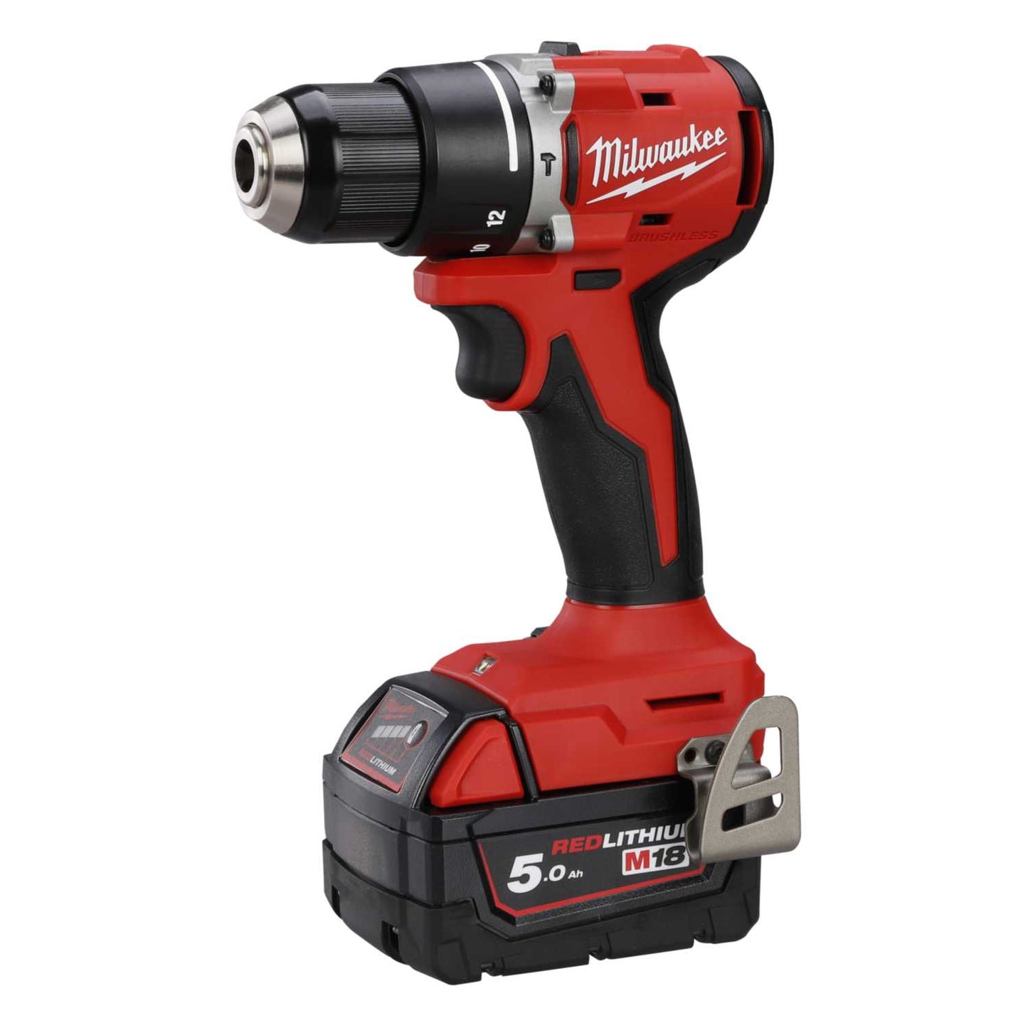 Milwaukee M18BLPDRC-0 + M18B5 18V Compact Combi Drill with 1 x 5.0Ah Battery