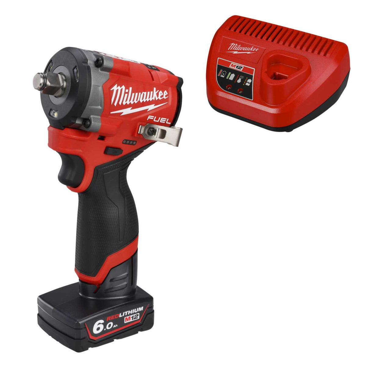 M12FCIWF12G3-601 12V Fuel™ ½'' Compact Impact Wrench with 1 x 6.0Ah Battery