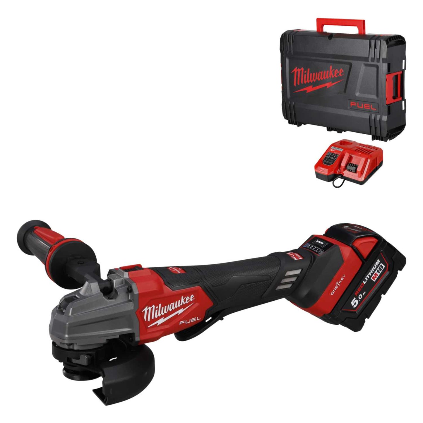 Milwaukee M18FSAGSVO125X-501X 18V Fuel™ ONE-KEY™ 125mm Grinder with 1 x 5.0Ah Battery