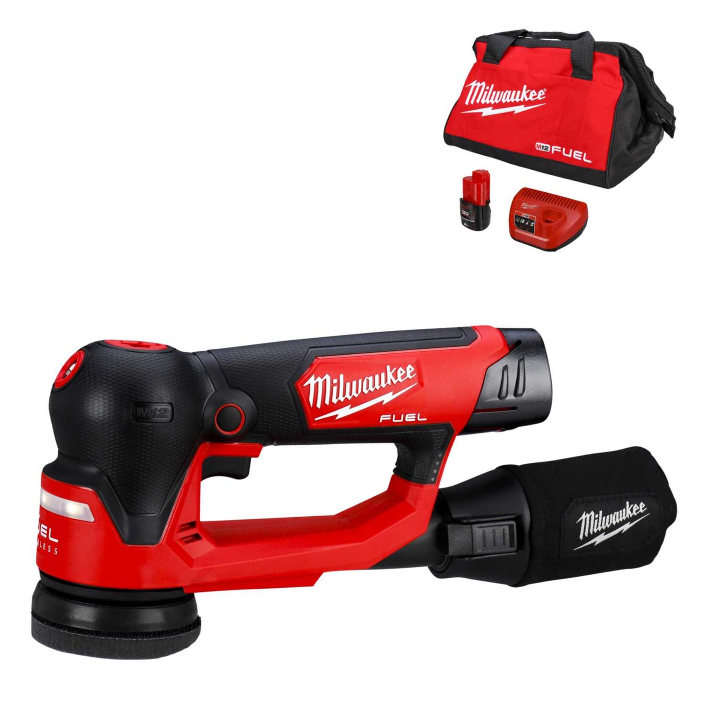 Milwaukee 12V Fuel™ 75mm Random Orbit Sander with 2 x 2.0Ah Batteries