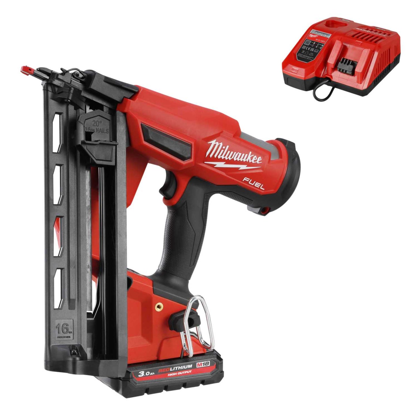 Milwaukee M18FN16GA-301 18V Fuel™ 16 GA Angled Finish Nailer with 1 x 3.0Ah Battery