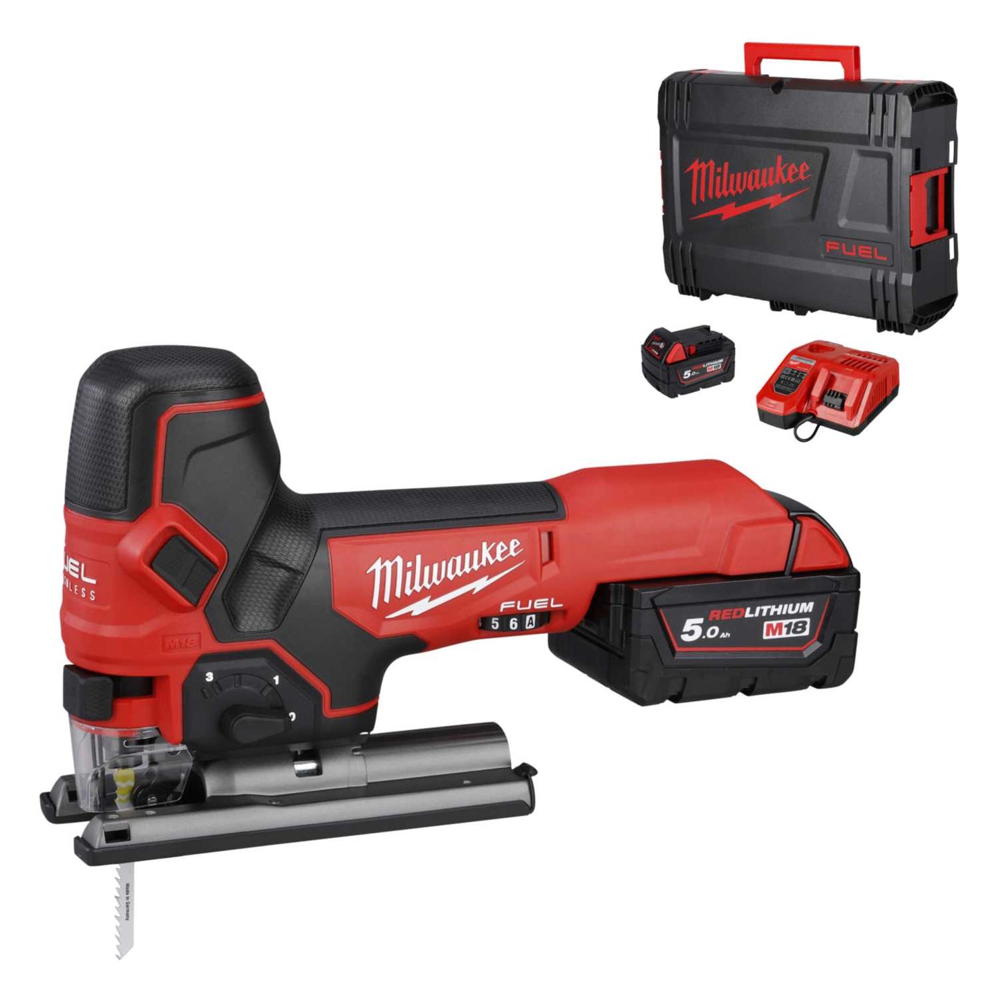Milwaukee M18FBJS-502X 18V Fuel™ Bodygrip Jigsaw with 2 x 5.0Ah Batteries