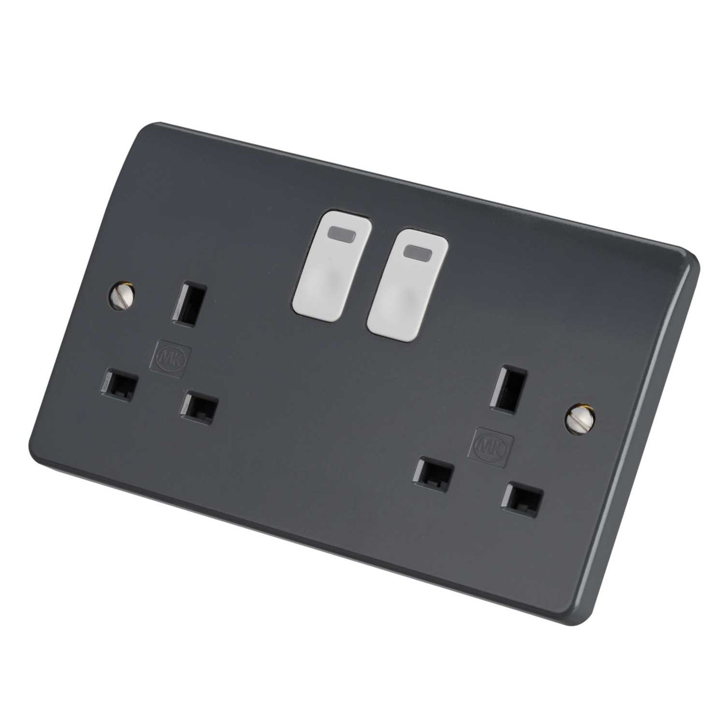MK Logic Plus 13A 2 Gang Intelligent Switched Socket Grey
