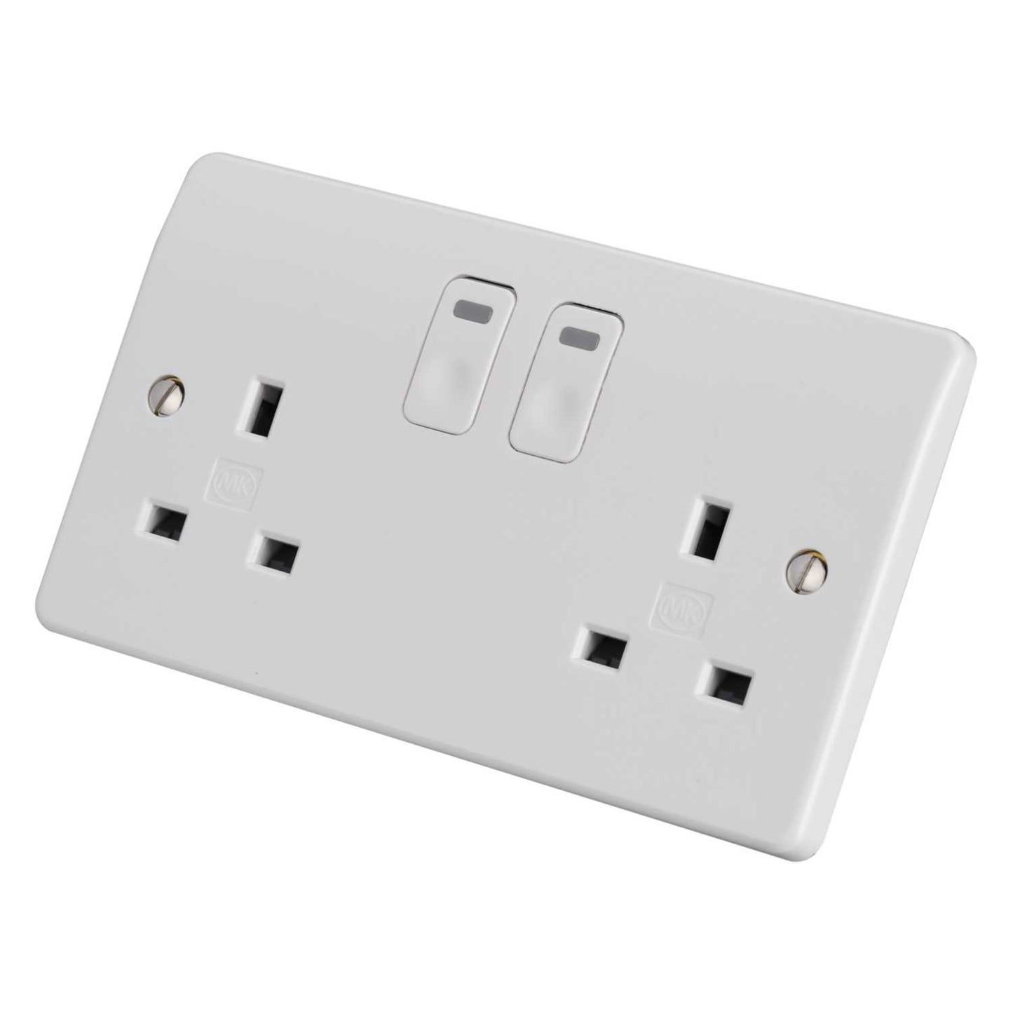 MK Logic Plus 13A 2 Gang Intelligent Switched Socket White