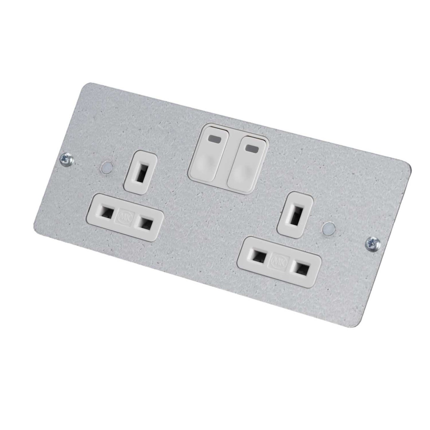 MK Essentials 2 Gang Connected Power Switched socket