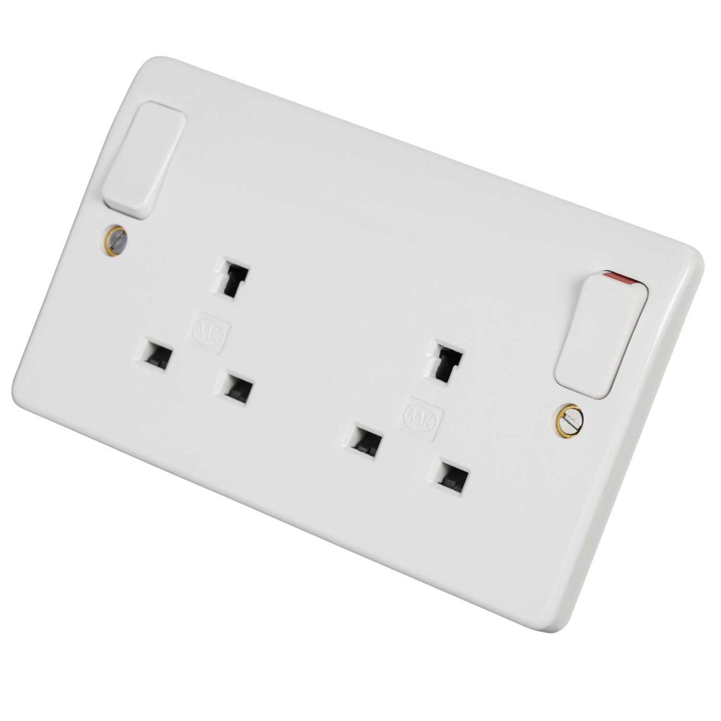 MK Logic Plus 13A DP 2 Gang Non Standard Switched Socket White