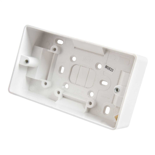 MK Logic Plus 2 Gang 40mm Pattress Back Box White
