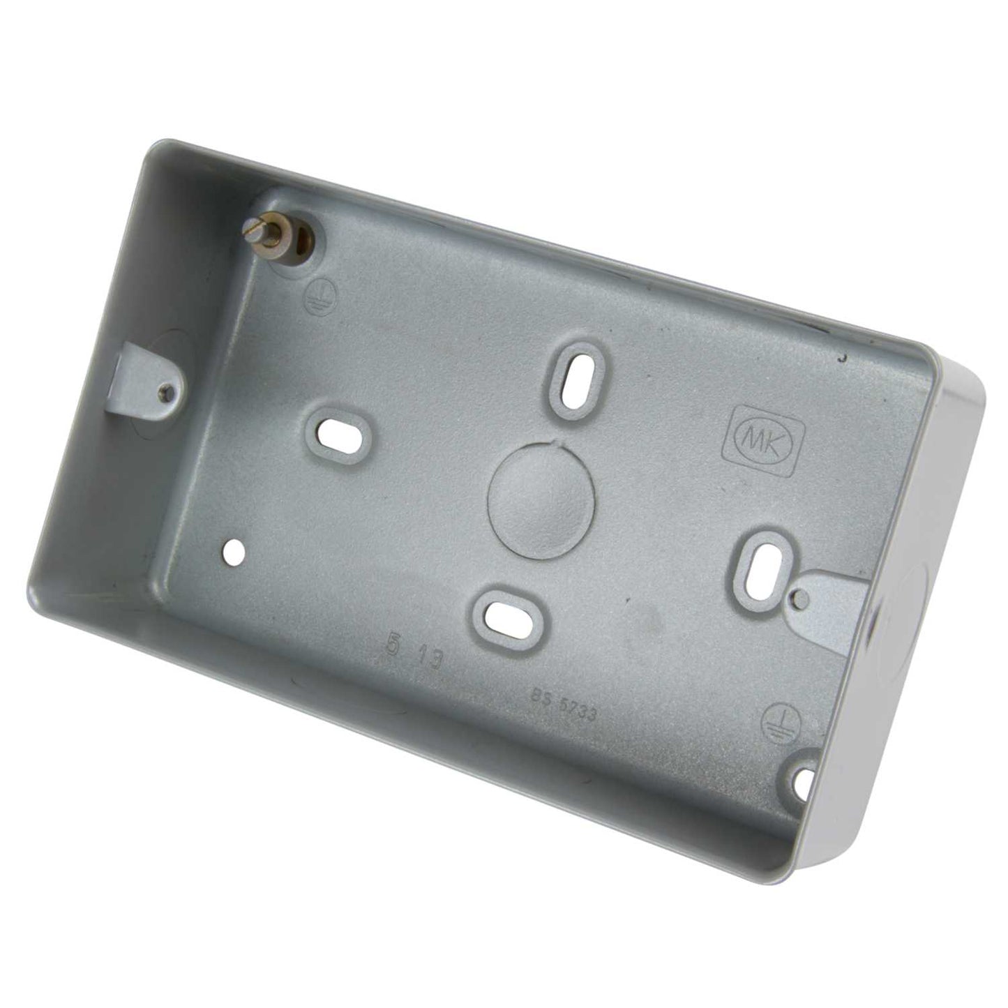 MK Logic Plus 2 Gang 41mm Steel Surface Box with 7 x 20mm Knockouts