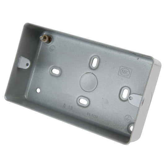 MK Logic Plus 2 Gang 41mm Steel Surface Box with 7 x 20mm Knockouts
