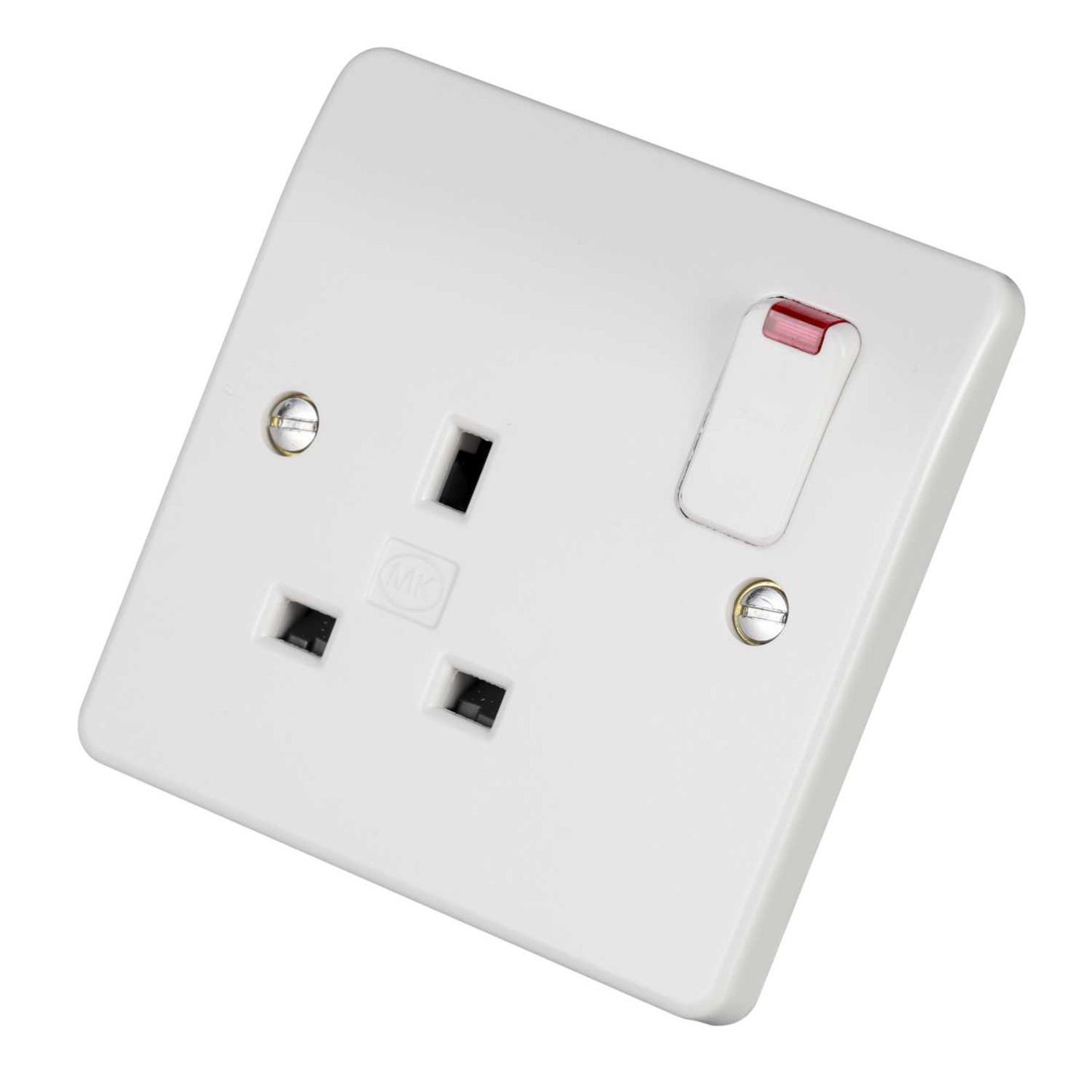 MK Logic Plus 13A DP 1 Gang Switched Socket with Neon White