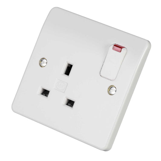 MK Logic Plus 13A DP 1 Gang Switched Socket with Neon White