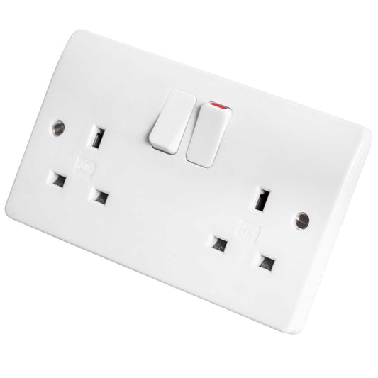MK Logic Plus 13A DP 2 Gang Switched Socket White