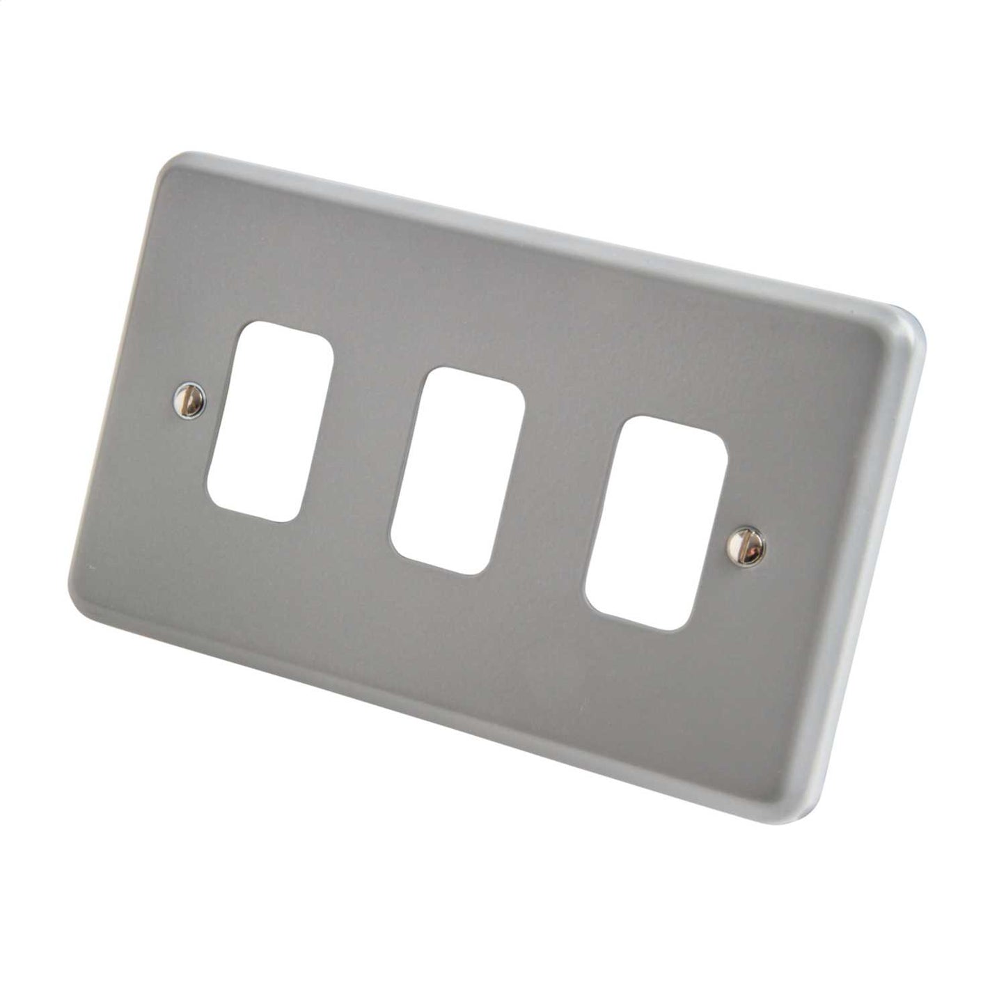 MK Grid Plus 3 Gang Grid Front Plate Metalclad