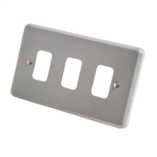 MK Grid Plus 3 Gang Grid Front Plate Metalclad