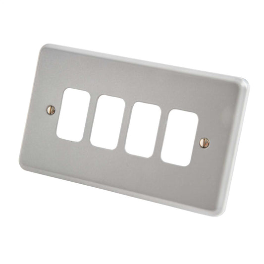 MK Grid Plus 4 Gang Grid Front Plate Metalclad