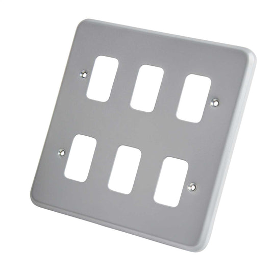MK Grid Plus 6 Gang Grid Front Plate Metalclad