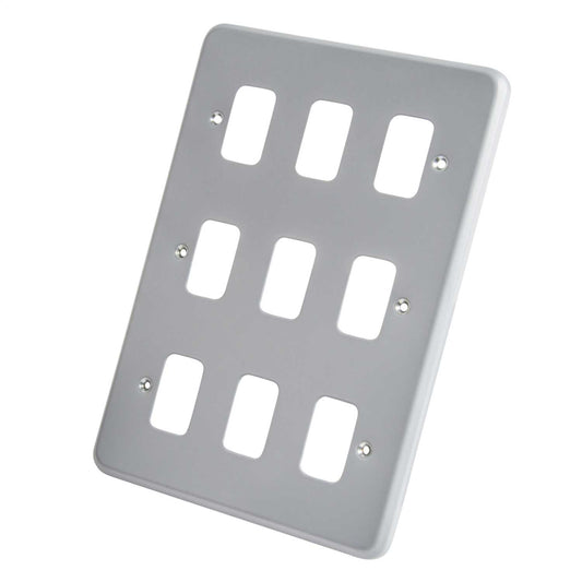 MK Grid Plus 9 Gang Grid Front Plate Metalclad