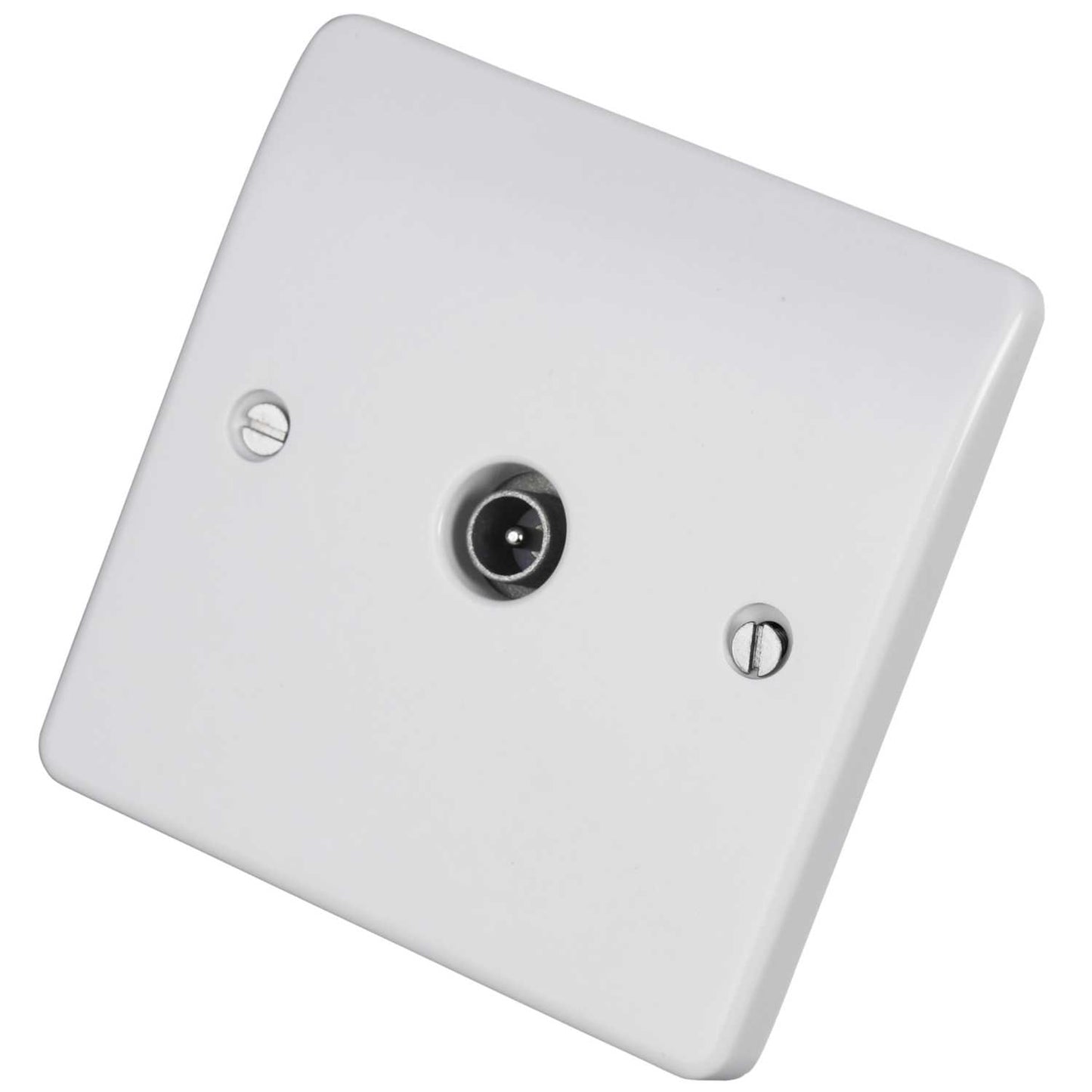 MK Logic Plus 1 Gang TV / FM Non Isolated IEC Male Coaxial Socket White