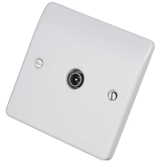 MK Logic Plus 1 Gang TV / FM Non Isolated IEC Male Coaxial Socket White