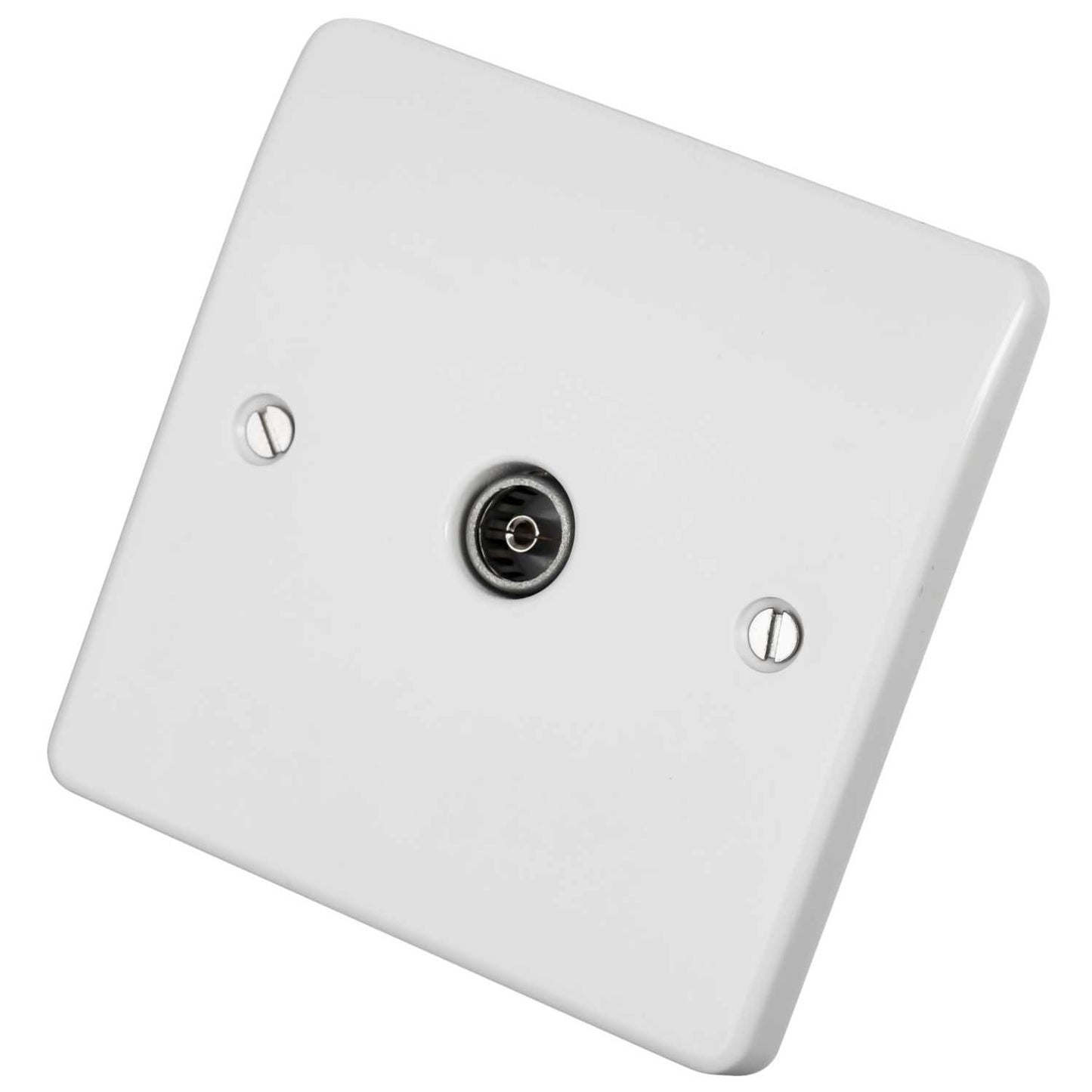 MK Logic Plus 1 Gang TV / FM Non Isolated IEC Female Coaxial Socket White