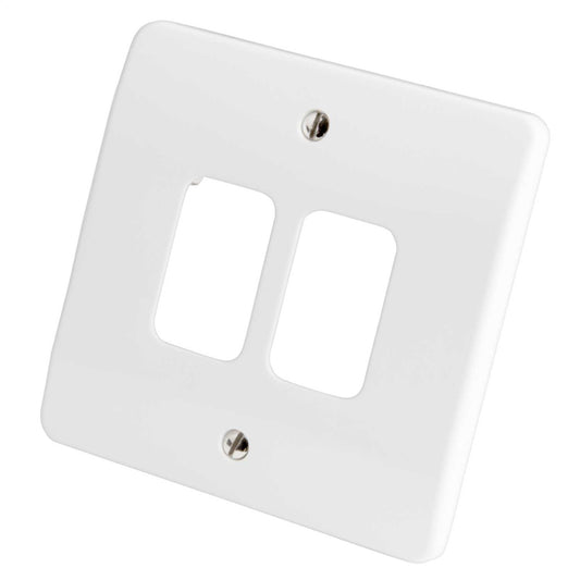 MK Grid Plus 2 Gang Grid Front Plate White