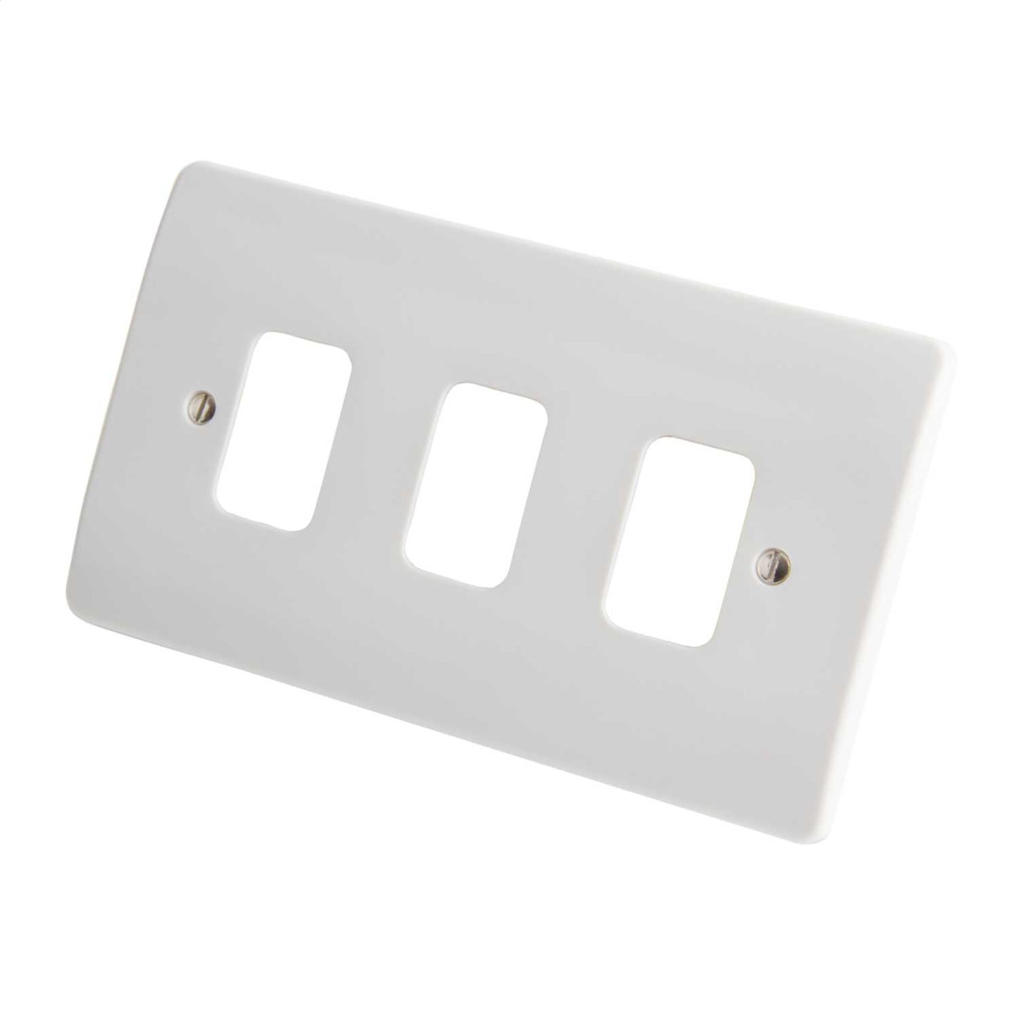 MK Grid Plus 3 Gang Grid Front Plate White