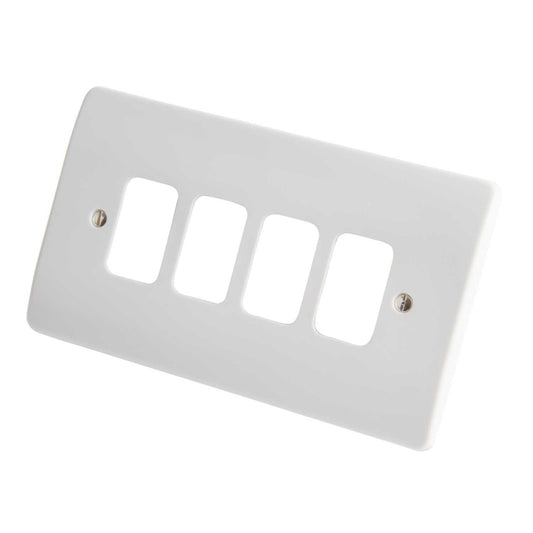 MK Grid Plus 4 Gang Grid Front Plate White