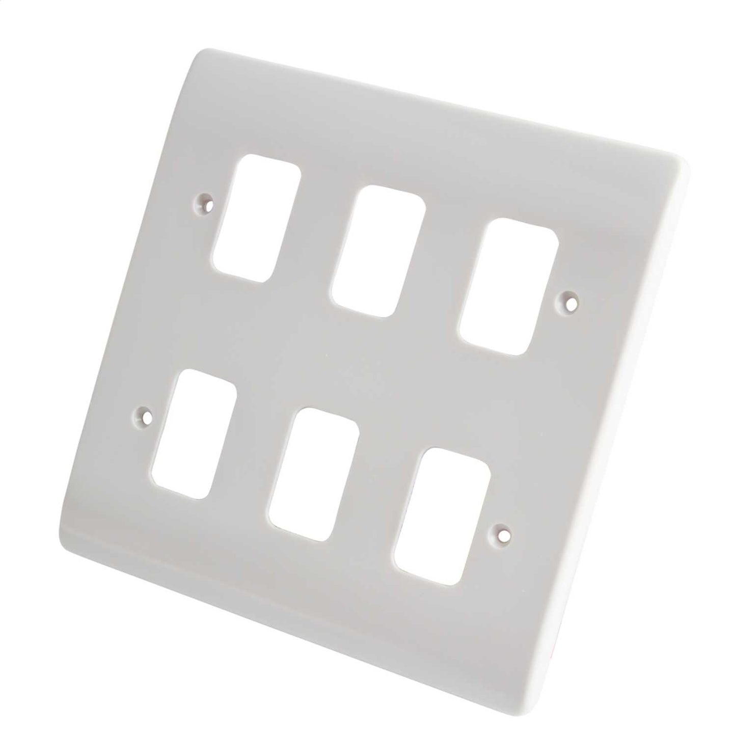 MK Grid Plus 6 Gang Grid Front Plate White
