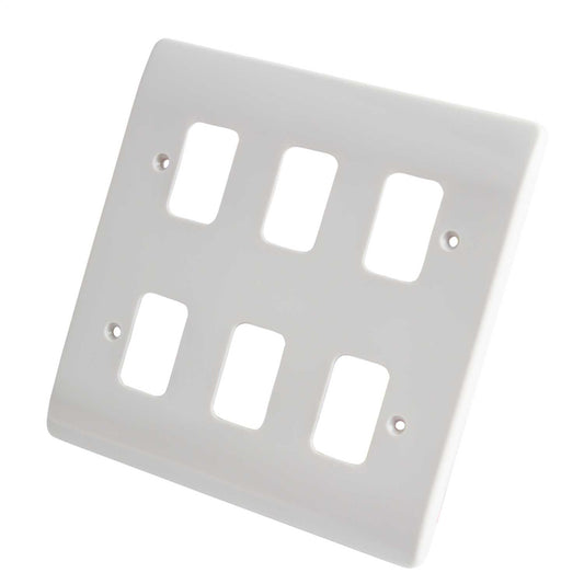 MK Grid Plus 6 Gang Grid Front Plate White