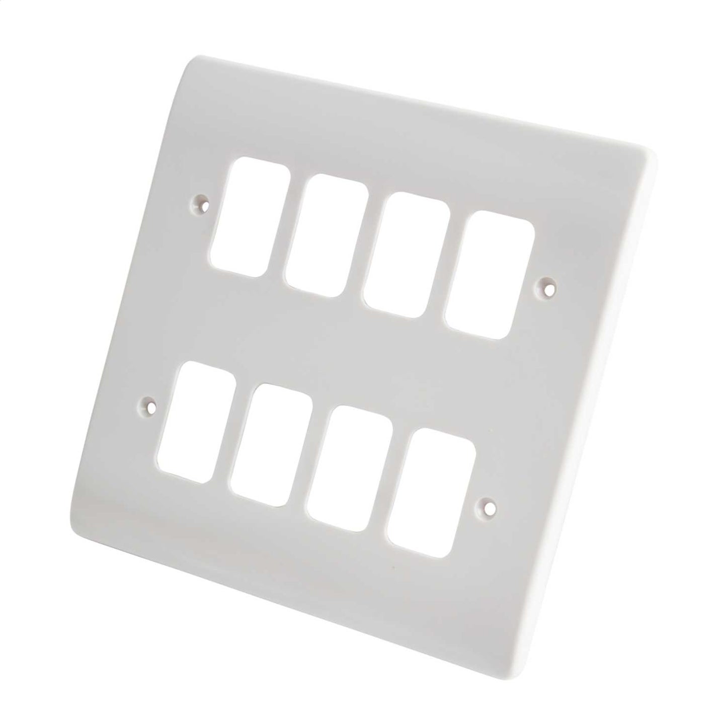 MK Grid Plus 8 Gang Grid Front Plate White