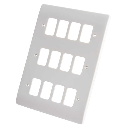 MK Grid Plus 12 Gang Grid Front Plate White